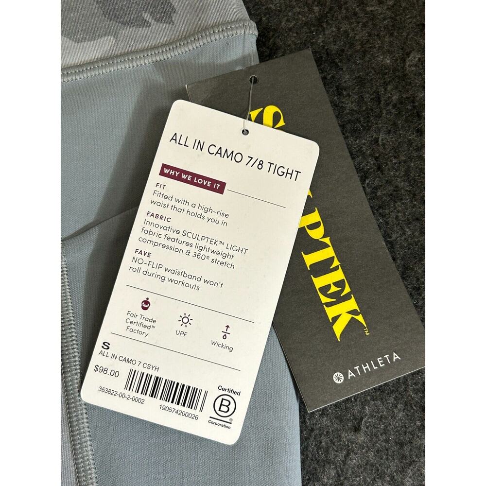 Athleta All In Camo 7/8 Tight Cobblestone Grey Heather Size Small #353822 $98 - Picture 2 of 9